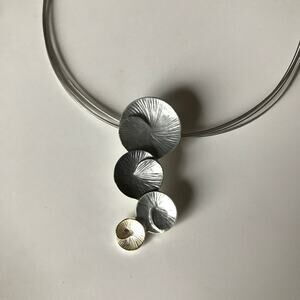 Ibhana Origin Vertical Lily Pendant Necklace silver tone gray white